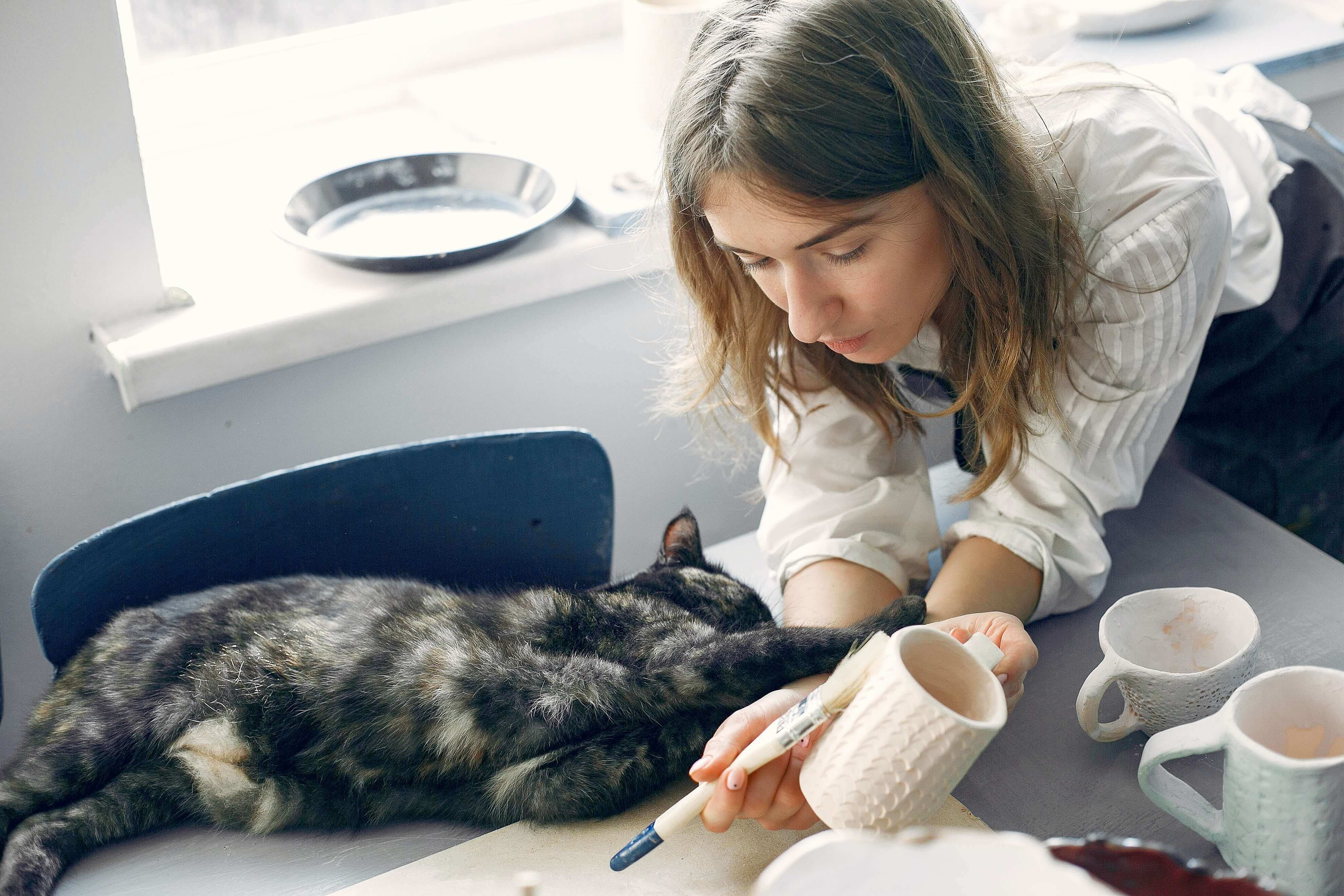 woman working with ceramic